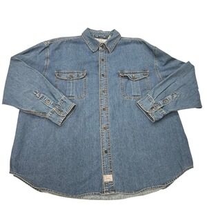 Levi Strauss Signature Denim Shirt Mens 2XL XXL Blue Jean Western Workwear